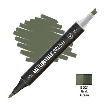 Маркер SKETCHMARKER Brush двухсторонний на спирт.основе BG21 Зеленый грейфер MPSMB-BG21