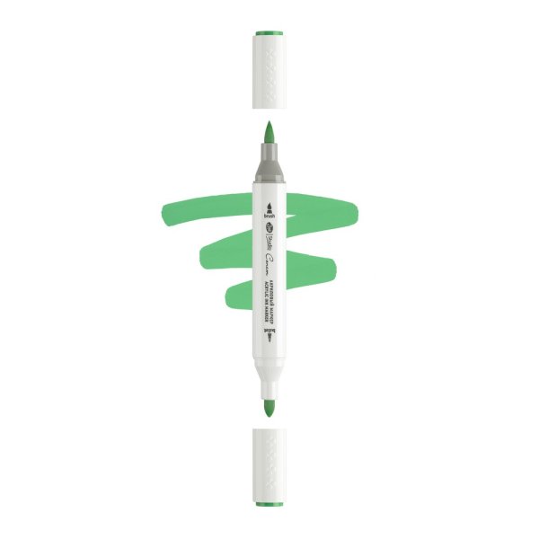 Маркер акриловый двусторонний СОНЕТ перо кисть/пуля 1 шт G319 зелёный NP-273-G319