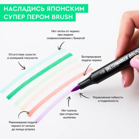Маркер SKETCHMARKER Brush двухсторонний на спирт.основе B100 Королевский синий MPSMB-B100
