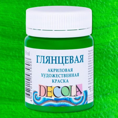 Краска акриловая DECOLA глянцевая, банка 50 мл, 717 Зеленая светлая NP-2928717