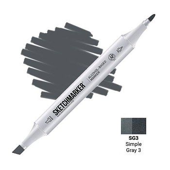Маркер SKETCHMARKER двухсторонний на спирт.основе SG3 Простой серый 3 MPSM-SG3